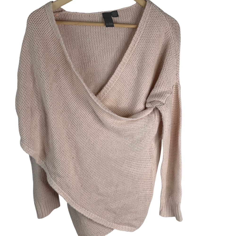 Quinn Blush Pink Asymmetrical Wrap Front Knit Sweater 68S1339F1